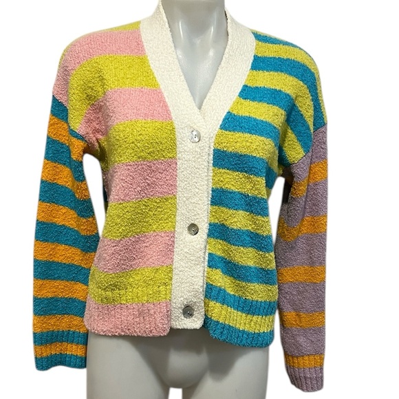 Rails Geneva mixed stripe v neck cardigan sweater size XS NWT - Picture 2 of 12